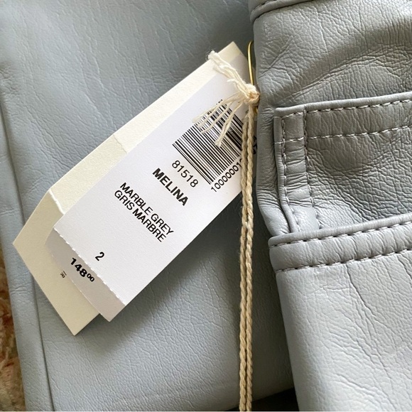 Aritzia Pant Melina High-Rise Straight-Leg Vegan-Leather Marble Grey 2 NWT - Picture 6 of 8